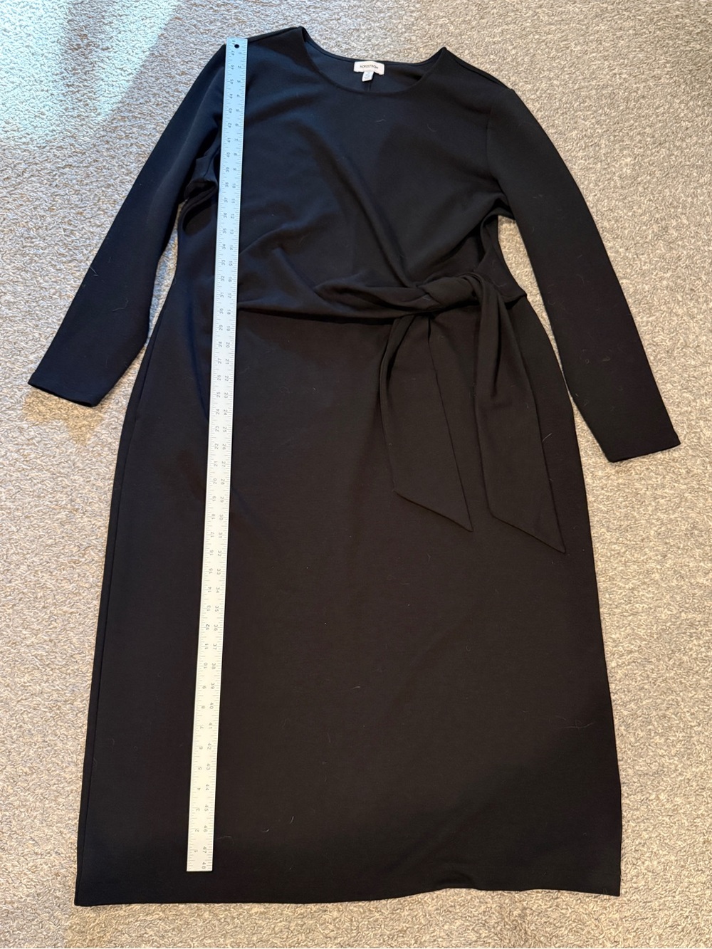 Nordstrom Plus Size 2X Black Long Sleeve Tie Waist Midi Dress
